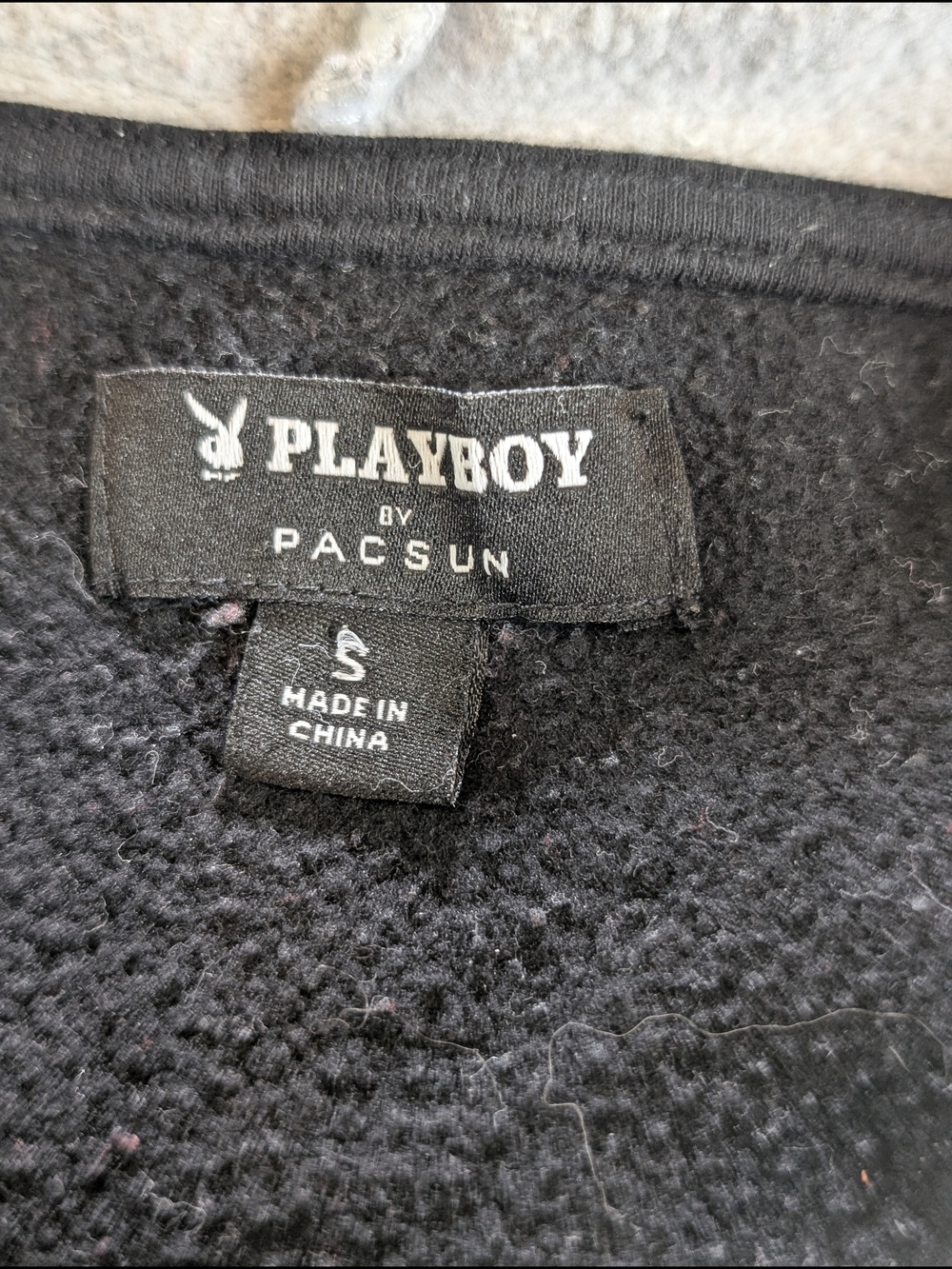 Vintage Style Playboy Athletic Club Double Layer Hoodie Black Gray Size Small - Picture 9 of 14